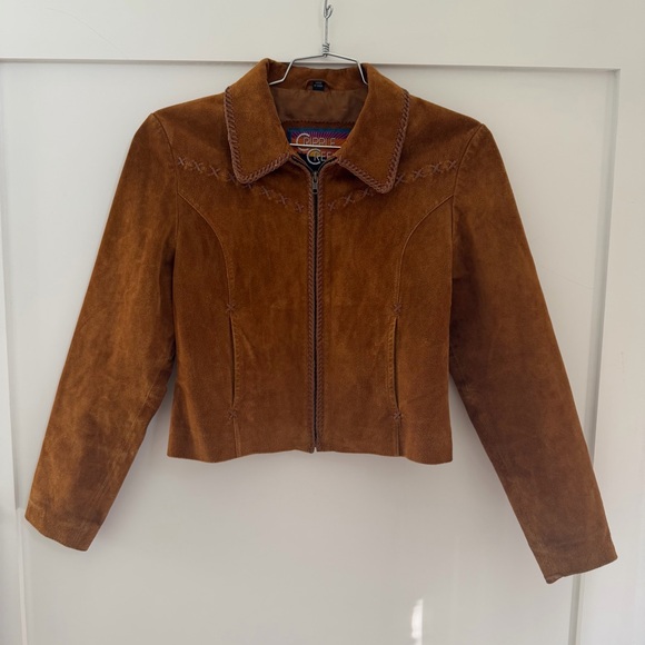 Cripple Creek Jackets & Blazers - Cripple creek women’s Suede leather Zip-Front Jacket in Chestnut Brown size S
